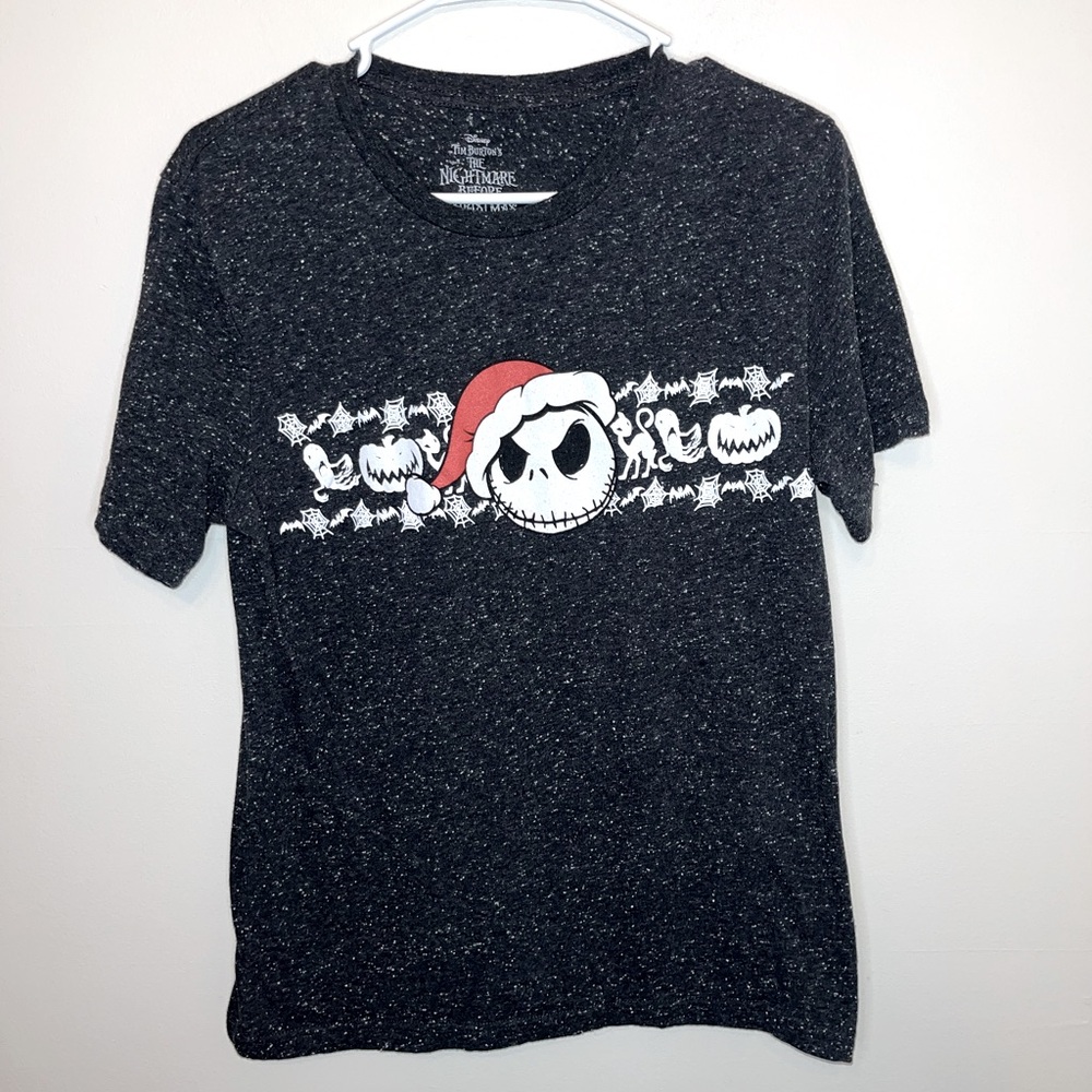 Tim Burton The Nightmare Before Christmas Black Heather Womans Tshirt Size S EUC